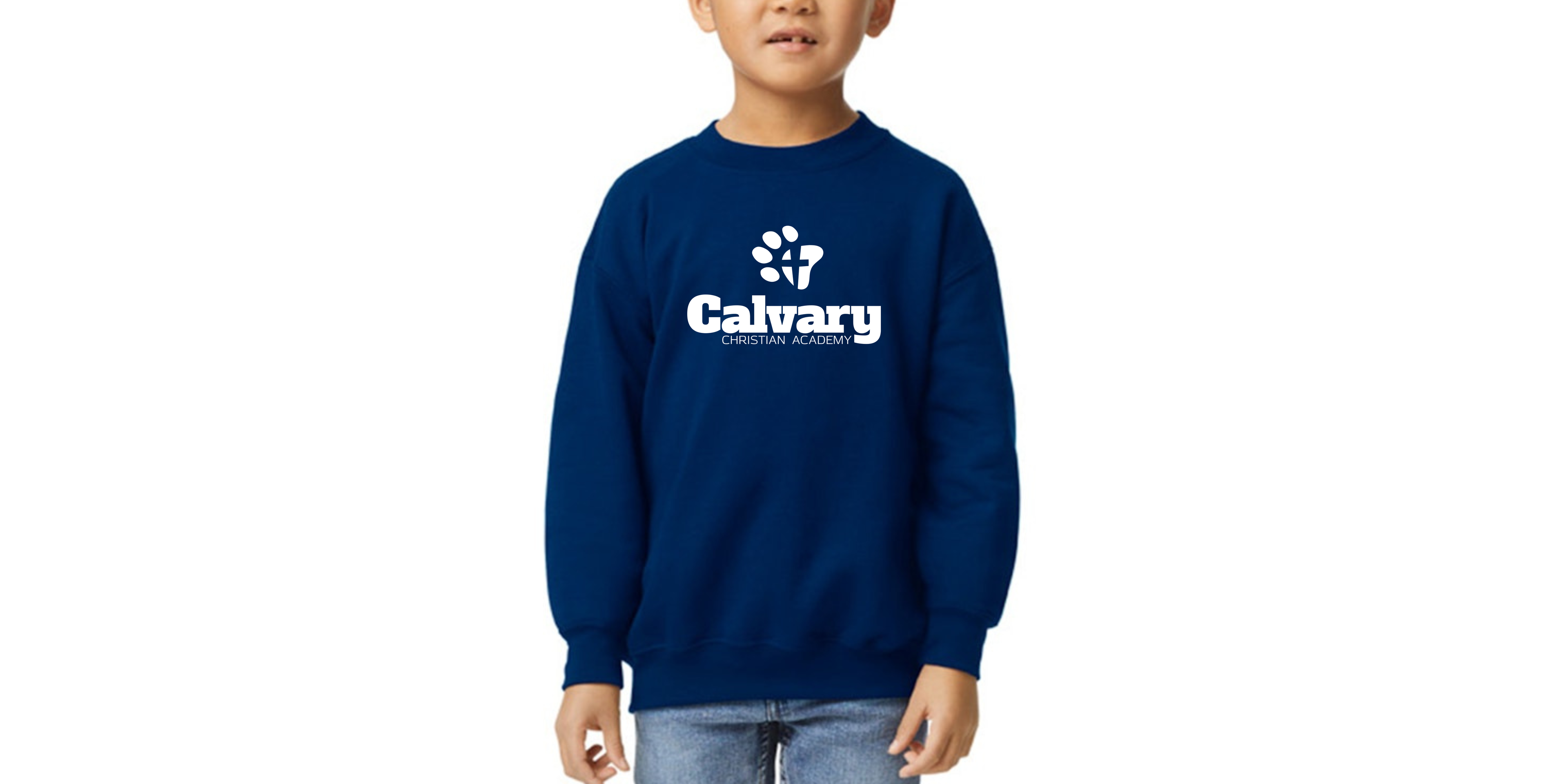 Crewneck Sweatshirt | Youth | Paw Print Chest Logo